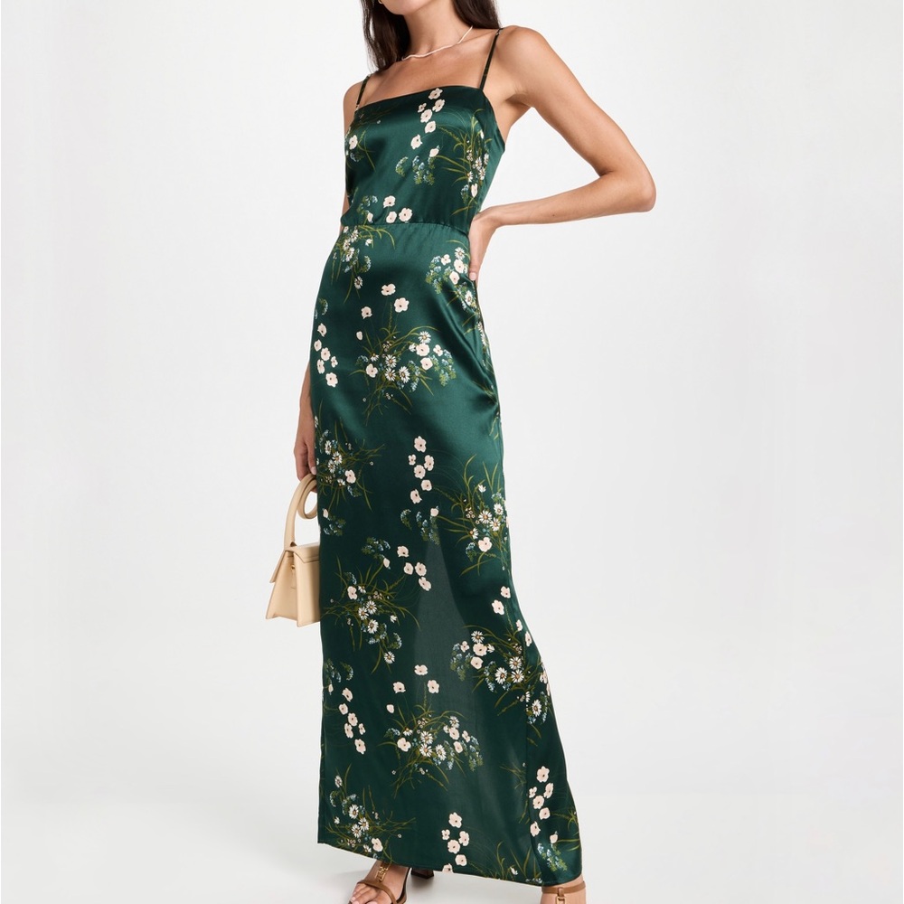 NWT Reformation Frankie Silk Dress Buena Green Floral